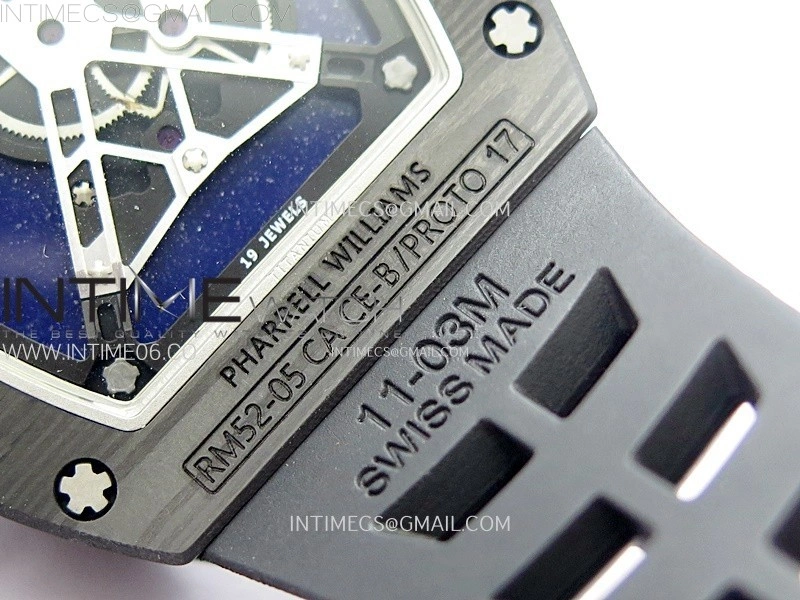 RM052-05 Carbon Case YSF Best Edition Skeleton Dial on Black Rubber Strap Tourbillon