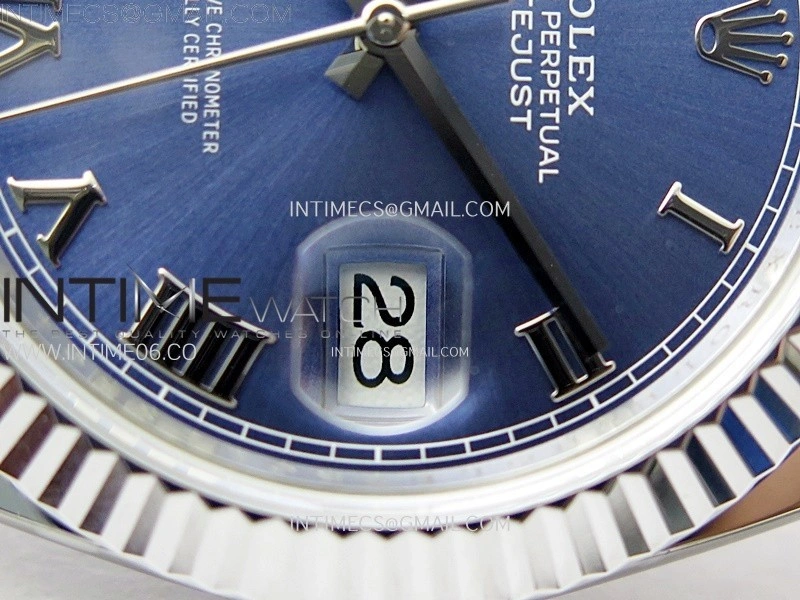 DateJust 41mm 126334 904 SS AR+F V2 1:1 Best Edition Fluted Bezel Blue Dial Roman Markers on Oyster Bracelet DD3235