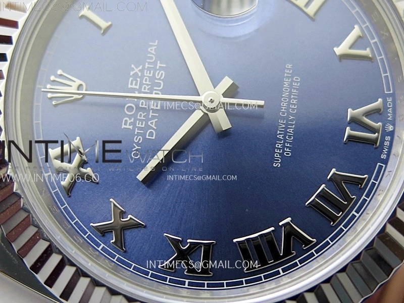 DateJust 41mm 126334 904 SS AR+F V2 1:1 Best Edition Fluted Bezel Blue Dial Roman Markers on Oyster Bracelet DD3235