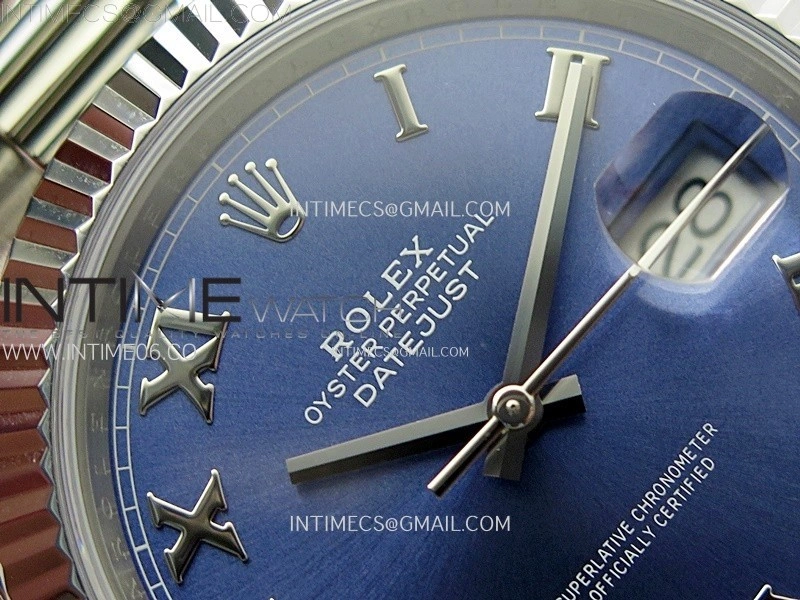 DateJust 41mm 126334 904 SS AR+F V2 1:1 Best Edition Fluted Bezel Blue Dial Roman Markers on Oyster Bracelet DD3235