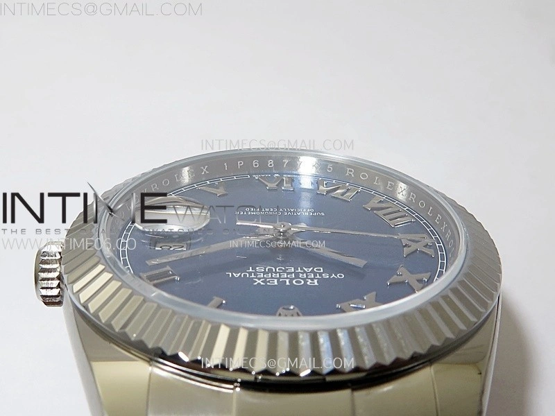 DateJust 41mm 126334 904 SS AR+F V2 1:1 Best Edition Fluted Bezel Blue Dial Roman Markers on Oyster Bracelet DD3235