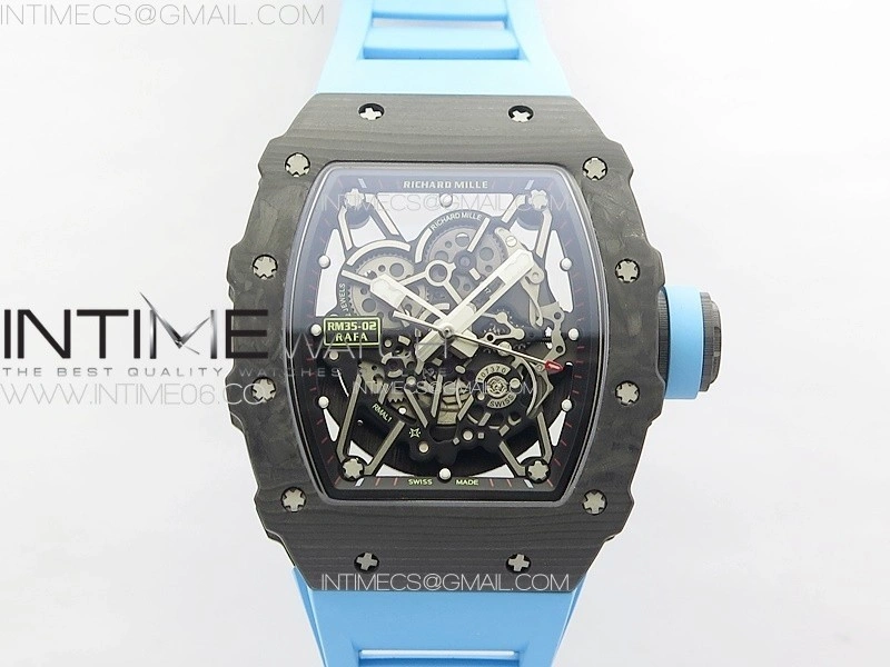RM035-02 Forged Carbon Case KUF Best Edition Blue Crown on Blue Rubber Strap MIYOTA8215