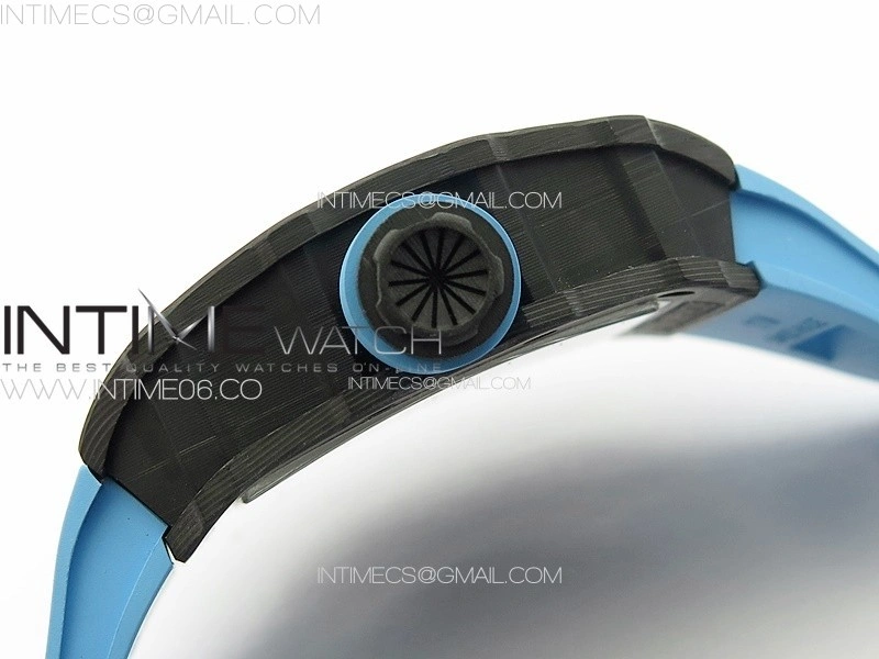 RM035-02 Forged Carbon Case KUF Best Edition Blue Crown on Blue Rubber Strap MIYOTA8215
