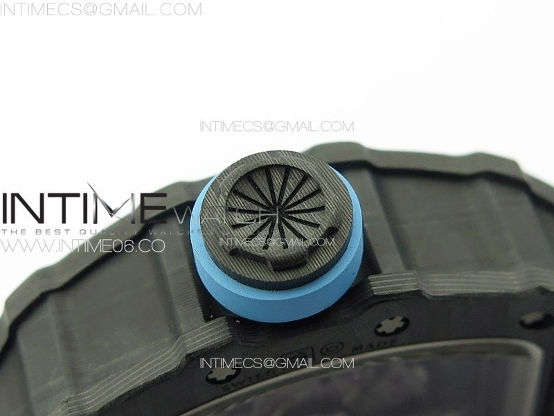 RM035-02 Forged Carbon Case KUF Best Edition Blue Crown on Blue Rubber Strap MIYOTA8215