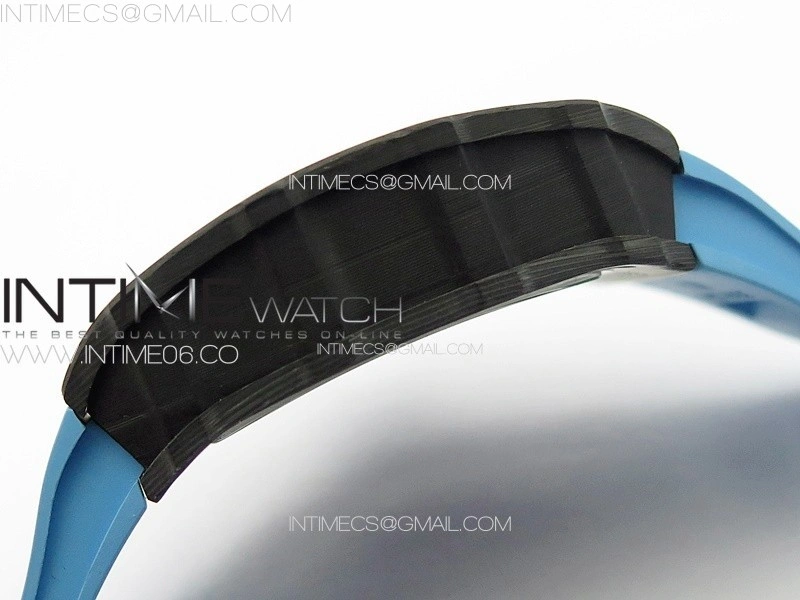 RM035-02 Forged Carbon Case KUF Best Edition Blue Crown on Blue Rubber Strap MIYOTA8215