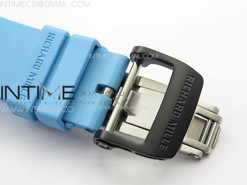RM035-02 Forged Carbon Case KUF Best Edition Blue Crown on Blue Rubber Strap MIYOTA8215