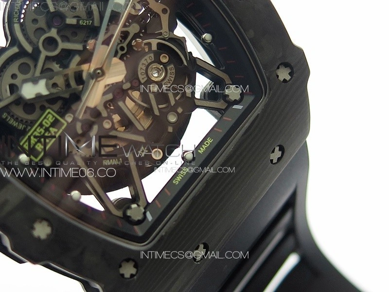 RM035-02 Forged Carbon Case KUF Best Edition Red Crown on Black Rubber Strap MIYOTA8215