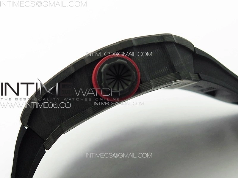 RM035-02 Forged Carbon Case KUF Best Edition Red Crown on Black Rubber Strap MIYOTA8215