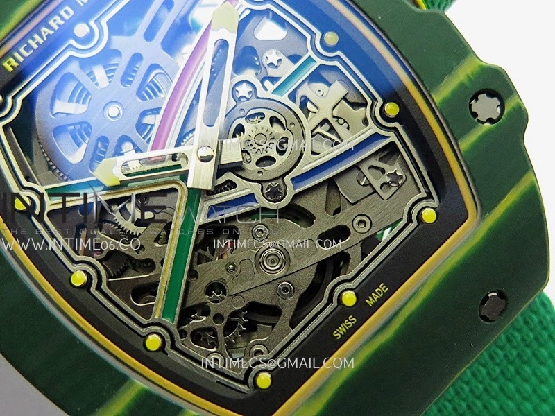 RM67-02 Real Green NTPT 1:1 Best Edition Skeleton Dial On Green Nylon strap CRMA7 Clone