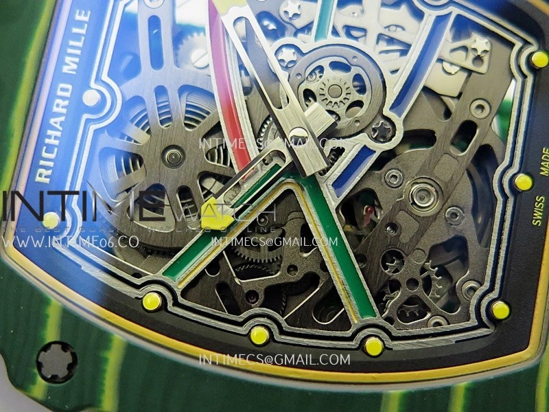RM67-02 Real Green NTPT 1:1 Best Edition Skeleton Dial On Green Nylon strap CRMA7 Clone