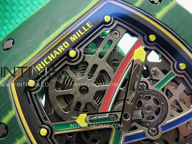 RM67-02 Real Green NTPT 1:1 Best Edition Skeleton Dial On Green Nylon strap CRMA7 Clone