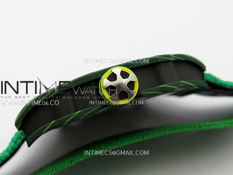 RM67-02 Real Green NTPT 1:1 Best Edition Skeleton Dial On Green Nylon strap CRMA7 Clone