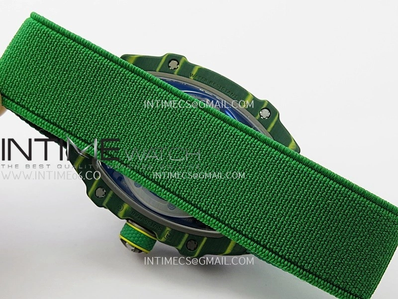 RM67-02 Real Green NTPT 1:1 Best Edition Skeleton Dial On Green Nylon strap CRMA7 Clone