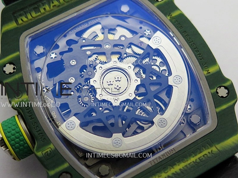 RM67-02 Real Green NTPT 1:1 Best Edition Skeleton Dial On Green Nylon strap CRMA7 Clone