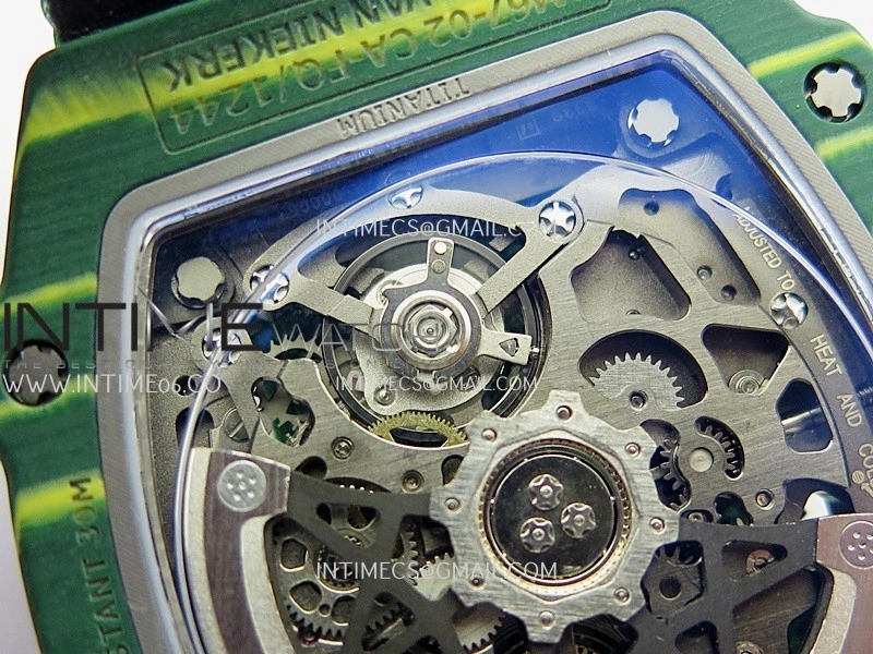 RM67-02 Real Green NTPT 1:1 Best Edition Skeleton Dial On Green Nylon strap CRMA7 Clone