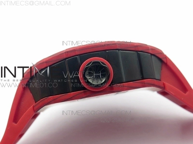 RM 035-2 Red Forged Carbon Red Inner Bezel Skeleton Dial on Red Rubber Strap MIYOTA9015