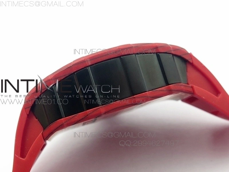 RM 035-2 Red Forged Carbon Red Inner Bezel Skeleton Dial on Red Rubber Strap MIYOTA9015