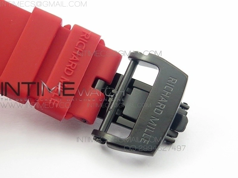 RM 035-2 Red Forged Carbon Red Inner Bezel Skeleton Dial on Red Rubber Strap MIYOTA9015