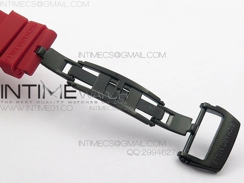 RM 035-2 Red Forged Carbon Red Inner Bezel Skeleton Dial on Red Rubber Strap MIYOTA9015