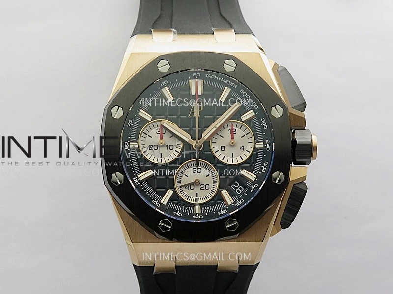 Royal Oak Offshore 43mm 26420SO RG APSF 1:1 Best Edition Black Dial On Black Rubber Strap SA4401 Super Clone