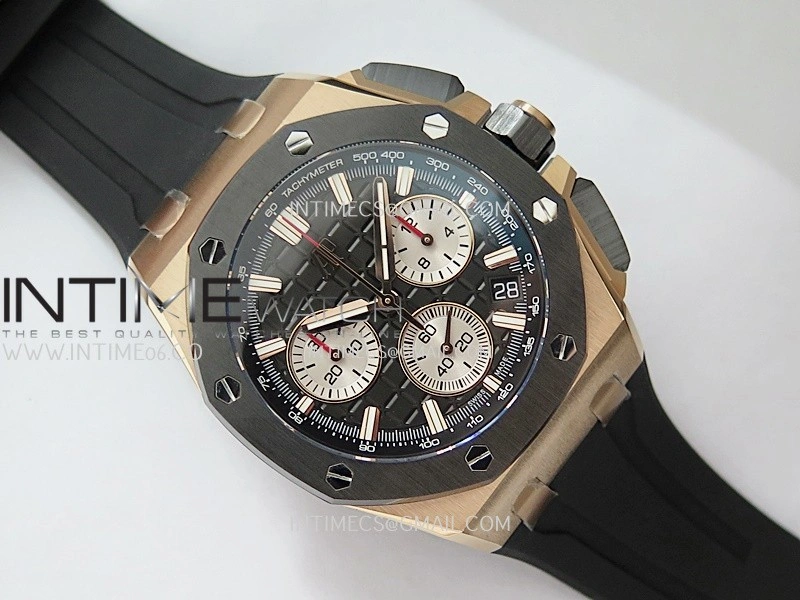 Royal Oak Offshore 43mm 26420SO RG APSF 1:1 Best Edition Black Dial On Black Rubber Strap SA4401 Super Clone