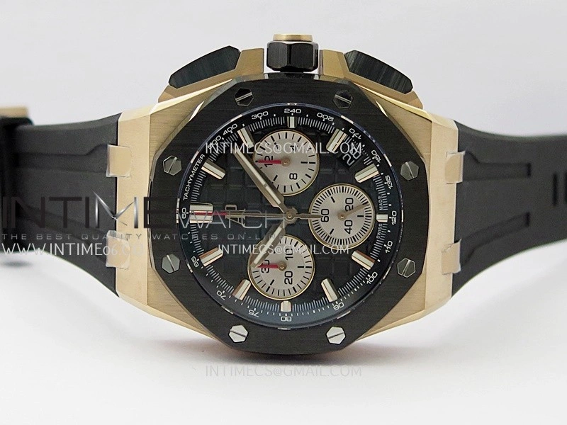 Royal Oak Offshore 43mm 26420SO RG APSF 1:1 Best Edition Black Dial On Black Rubber Strap SA4401 Super Clone