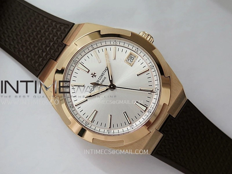 Overseas 4520V RG V2 ZF 1:1 Best Edition Silver Dial On Black Rubber Strap Super Clone A5100