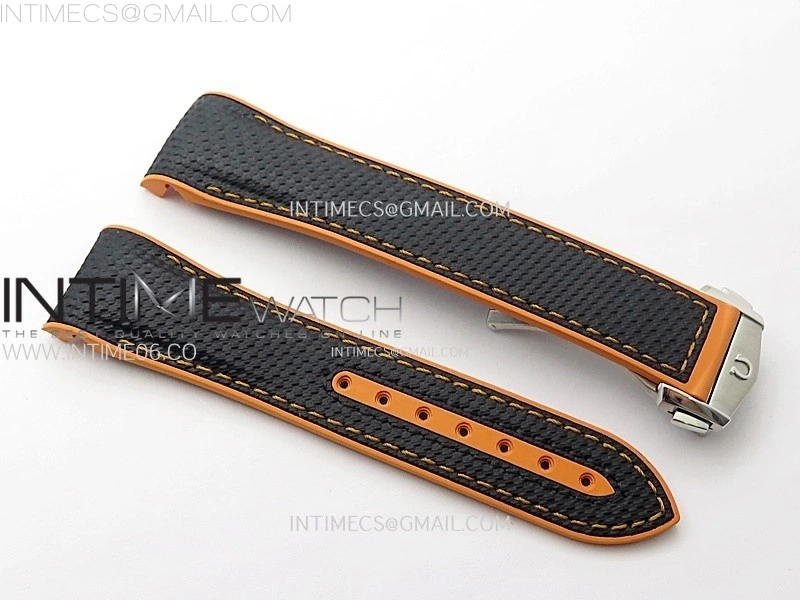 21mm Black Orange Omega Rubber Strap