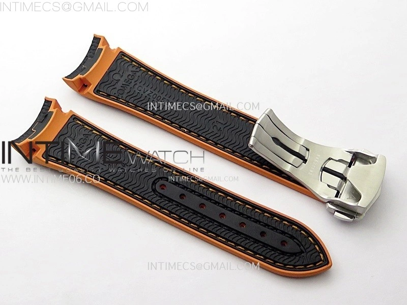 21mm Black Orange Omega Rubber Strap