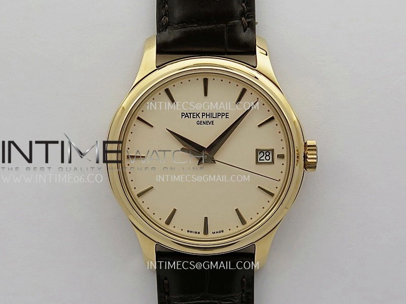 Calatrava 5227 RG 3KF 1:1 Best Edition White Dial on Brown Leather Strap A324 Super Clone V2