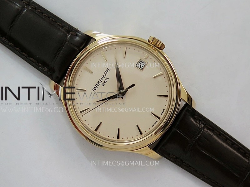 Calatrava 5227 RG 3KF 1:1 Best Edition White Dial on Brown Leather Strap A324 Super Clone V2