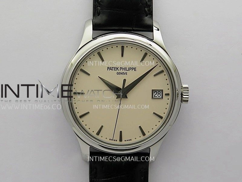 Calatrava 5227 SS 3KF 1:1 Best Edition White Dial on Brown Leather Strap A324 Super Clone V2