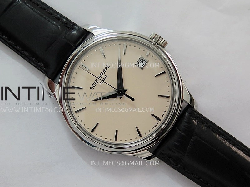Calatrava 5227 SS 3KF 1:1 Best Edition White Dial on Brown Leather Strap A324 Super Clone V2