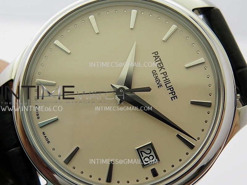 Calatrava 5227 SS 3KF 1:1 Best Edition White Dial on Brown Leather Strap A324 Super Clone V2