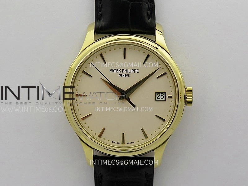 Calatrava 5227 YG 3KF 1:1 Best Edition White Dial on Brown Leather Strap A324 Super Clone V2
