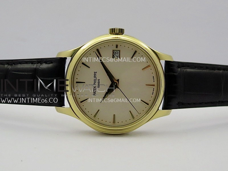 Calatrava 5227 YG 3KF 1:1 Best Edition White Dial on Brown Leather Strap A324 Super Clone V2