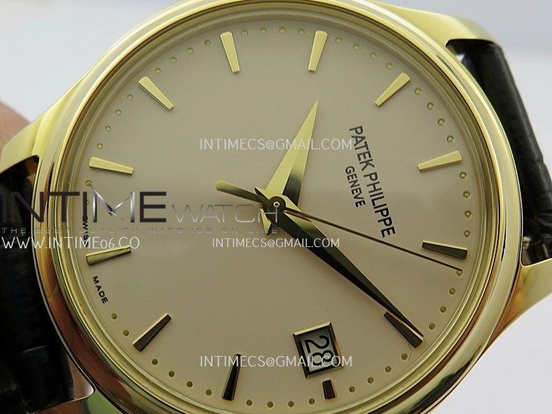 Calatrava 5227 YG 3KF 1:1 Best Edition White Dial on Brown Leather Strap A324 Super Clone V2