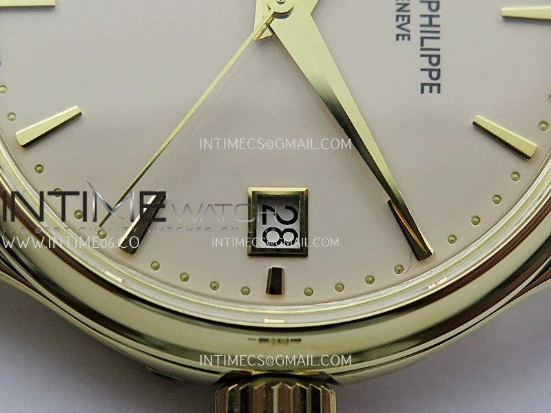 Calatrava 5227 YG 3KF 1:1 Best Edition White Dial on Brown Leather Strap A324 Super Clone V2