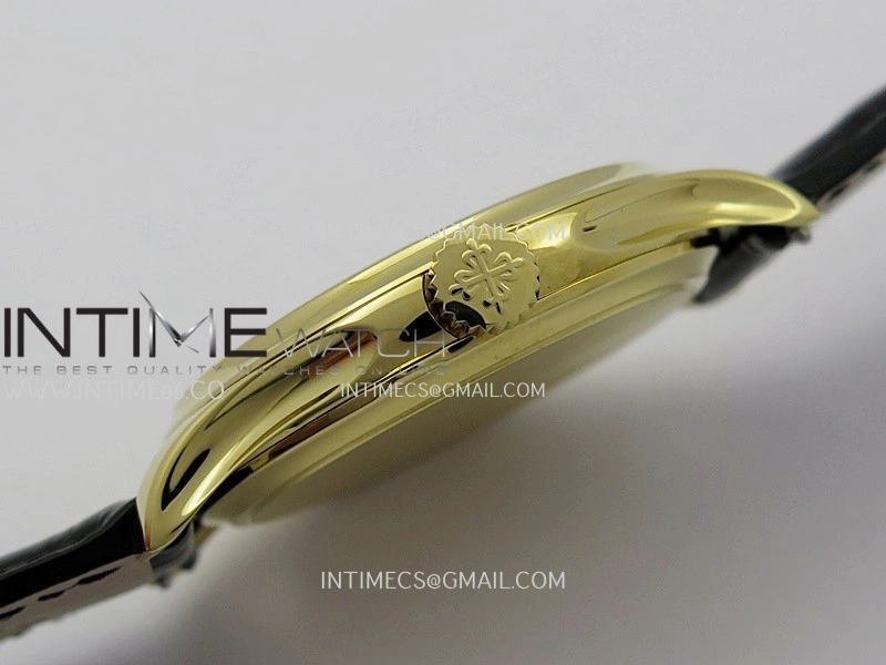 Calatrava 5227 YG 3KF 1:1 Best Edition White Dial on Brown Leather Strap A324 Super Clone V2