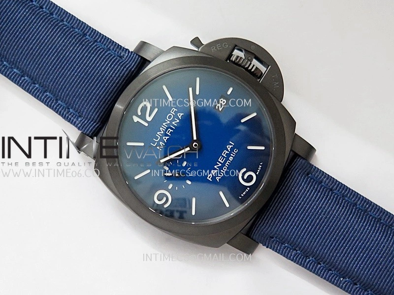 PAM2319 44mm DLC VSF 1:1 Best Edition Blue Ombre Dial on Blue Nylon Strap Asian P900