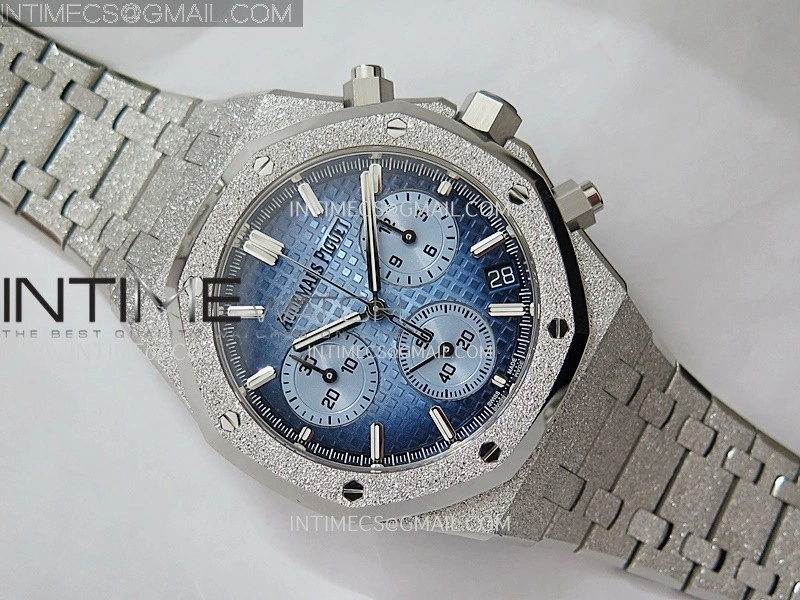 Royal Oak Chrono 26240 Frosted SS APSF 1:1 Best Edition Ice Blue Dial On Bracelet SA4401 Super Clone