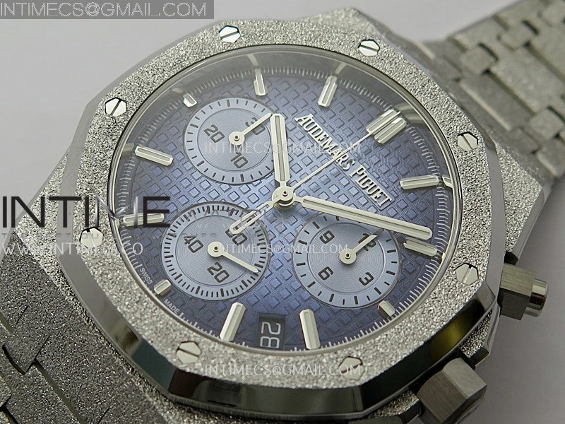 Royal Oak Chrono 26240 Frosted SS APSF 1:1 Best Edition Ice Blue Dial On Bracelet SA4401 Super Clone