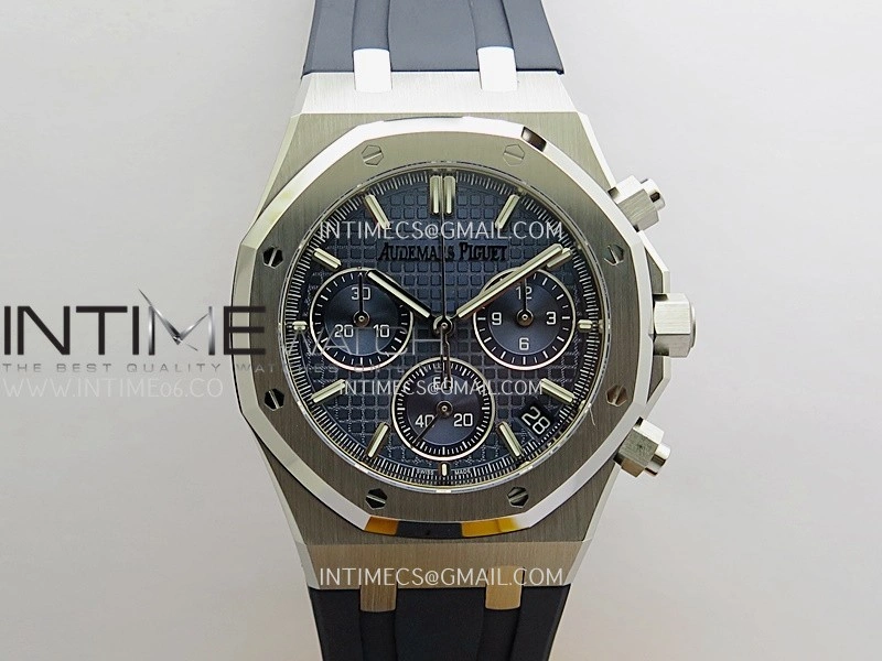 Royal Oak Chrono 26240 SS V2 DDF 1:1 Best Edition Blue Dial On Black Rubber Strap Super Clone DD4401