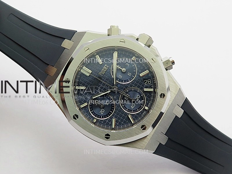 Royal Oak Chrono 26240 SS V2 DDF 1:1 Best Edition Blue Dial On Black Rubber Strap Super Clone DD4401
