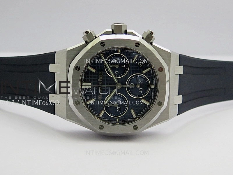 Royal Oak Chrono 26240 SS V2 DDF 1:1 Best Edition Blue Dial On Black Rubber Strap Super Clone DD4401