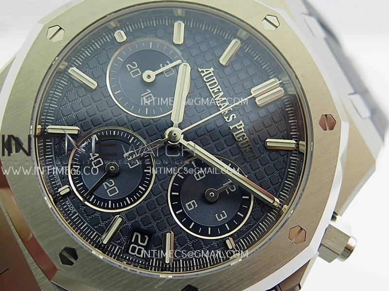 Royal Oak Chrono 26240 SS V2 DDF 1:1 Best Edition Blue Dial On Black Rubber Strap Super Clone DD4401
