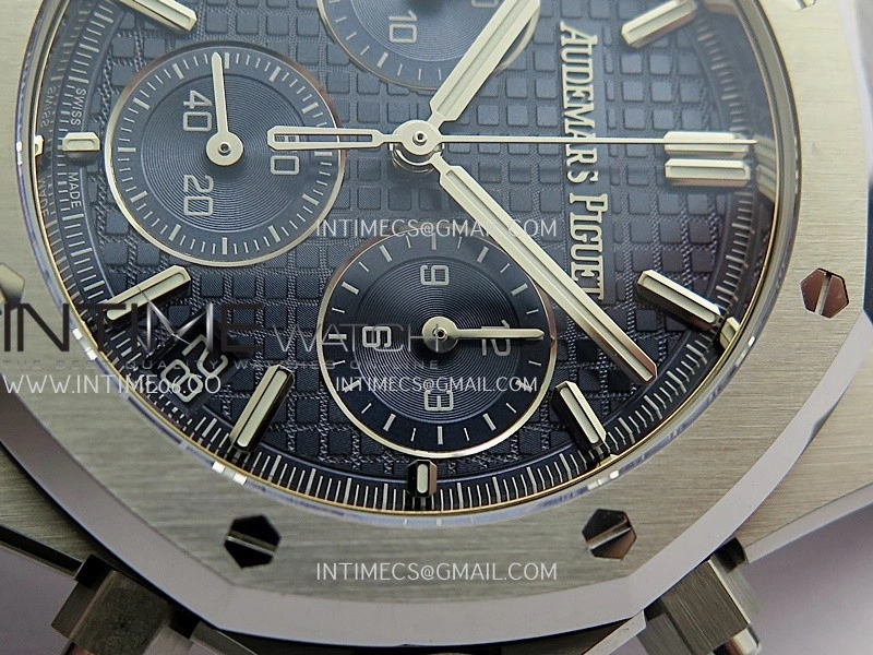 Royal Oak Chrono 26240 SS V2 DDF 1:1 Best Edition Blue Dial On Black Rubber Strap Super Clone DD4401