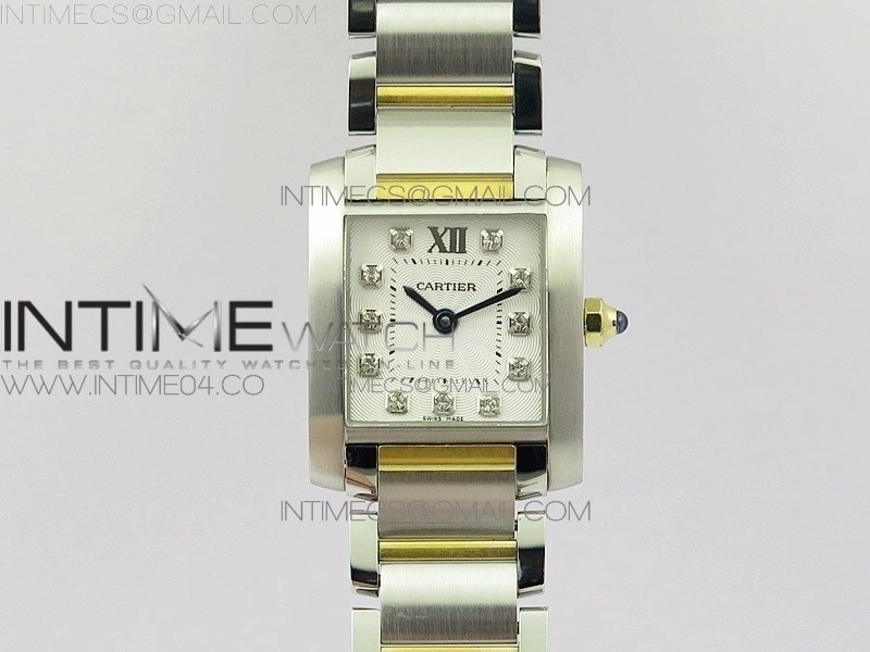 Tank Francaise Ladies 25mm SS YG 8848F 1:1 Best Edition White Diamond Dial on SS YG Bracelet Ronda Quartz