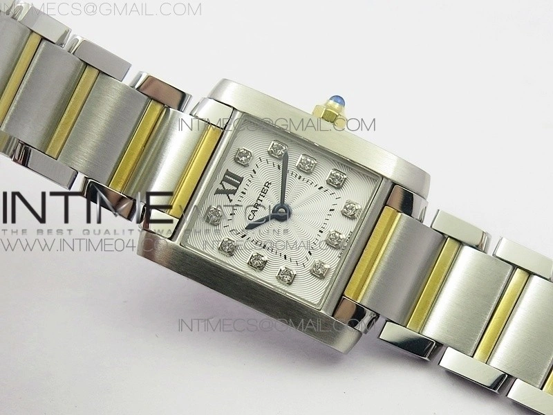 Tank Francaise Ladies 25mm SS YG 8848F 1:1 Best Edition White Diamond Dial on SS YG Bracelet Ronda Quartz