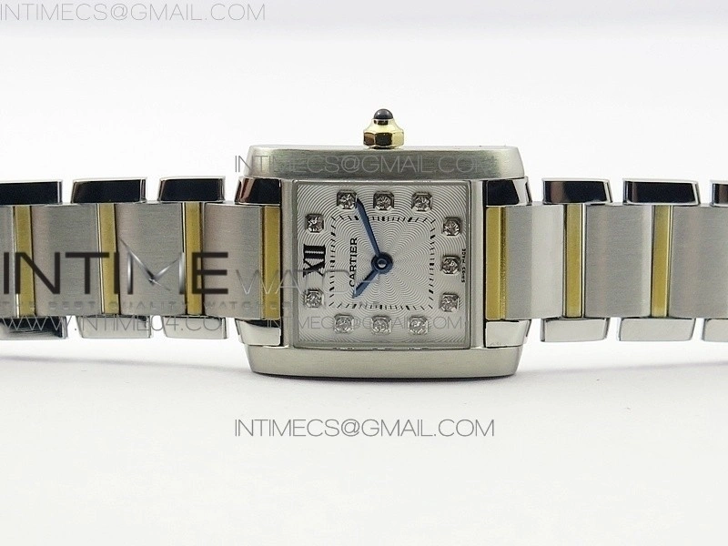 Tank Francaise Ladies 25mm SS YG 8848F 1:1 Best Edition White Diamond Dial on SS YG Bracelet Ronda Quartz